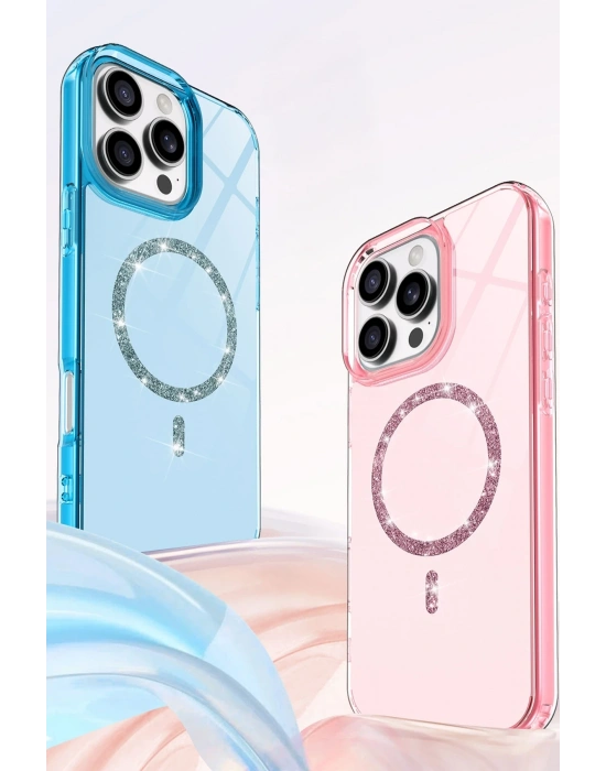 Newface Apple iPhone 16 Pro Live Diamond Magsafe Kapak - Pembe