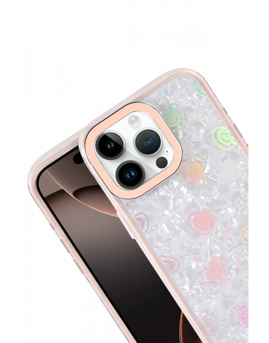 Newface Apple iPhone 16 Pro Lumi Desenli Kapak - Pembe