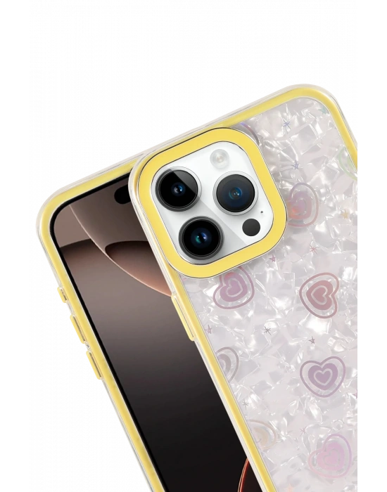 Newface Apple iPhone 16 Pro Lumi Desenli Kapak - Sarı