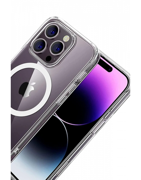 Newface Apple iPhone 16 Pro Max Combo Sert Şeffaf Magsafe Kapak - Şeffaf