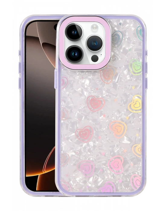 Newface Apple iPhone 16 Pro Max Lumi Desenli Kapak - Mor