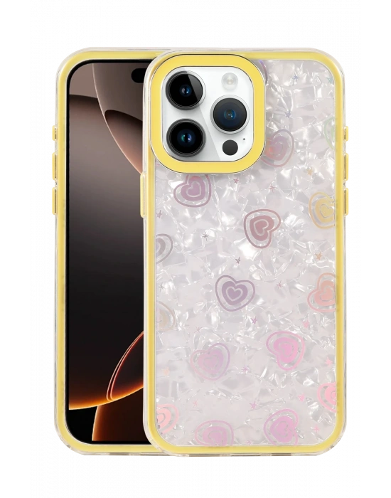 Newface Apple iPhone 16 Pro Max Lumi Desenli Kapak - Sarı