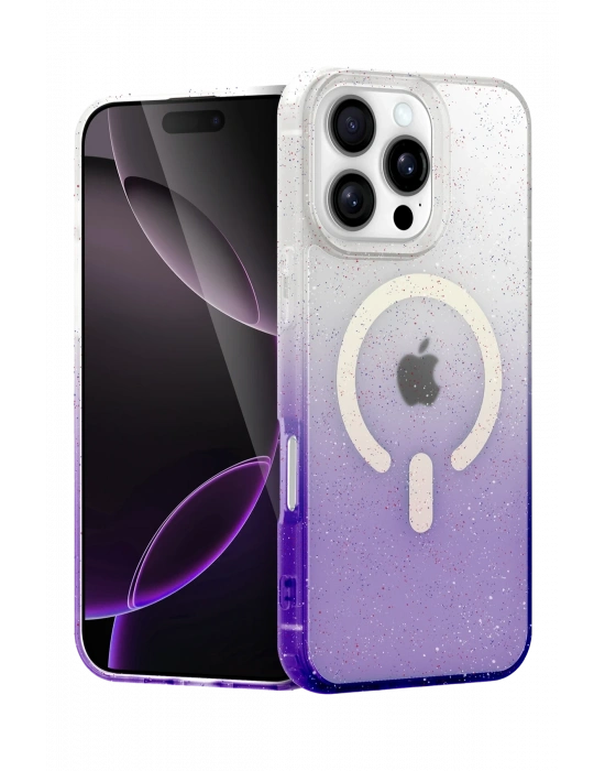 Newface Apple iPhone 16 Pro Max Pummel Shiny Magsafe Kapak - Mor