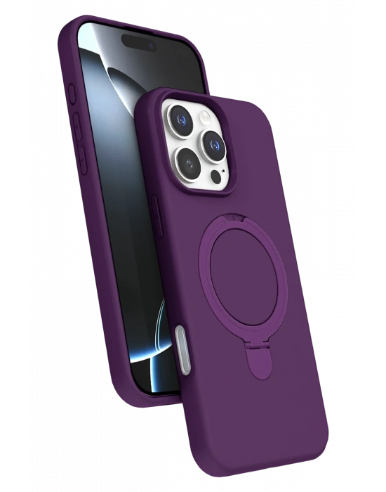 Newface Apple iPhone 16 Pro Max Regal Magsafe Standlı Kapak - Derin Mor