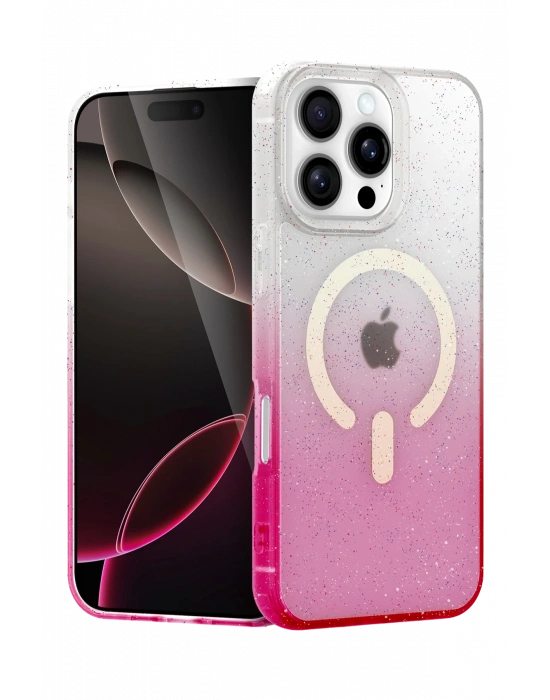 Newface Apple iPhone 16 Pro Pummel Shiny Magsafe Kapak - Pembe