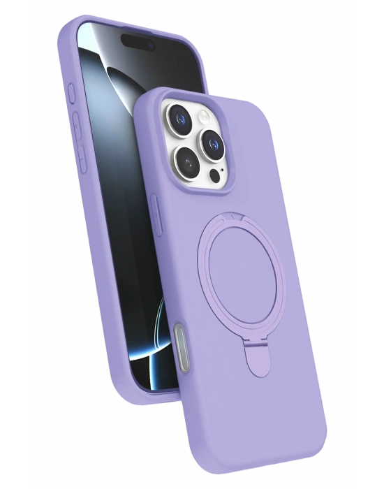 Newface Apple iPhone 16 Pro Regal Magsafe Standlı Kapak - Lila