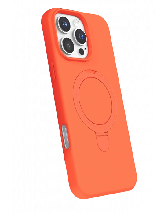 Newface Apple iPhone 16 Pro Regal Magsafe Standlı Kapak - Turuncu