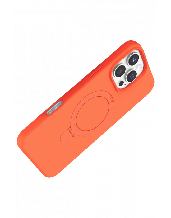 Newface Apple iPhone 16 Pro Regal Magsafe Standlı Kapak - Turuncu