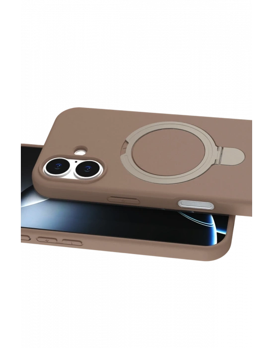 Newface Apple iPhone 16 Regal Magsafe Standlı Kapak - Çöl Titanyum