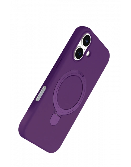 Newface Apple iPhone 16 Regal Magsafe Standlı Kapak - Derin Mor