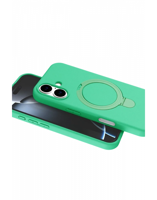Newface Apple iPhone 16 Regal Magsafe Standlı Kapak - Yeşil
