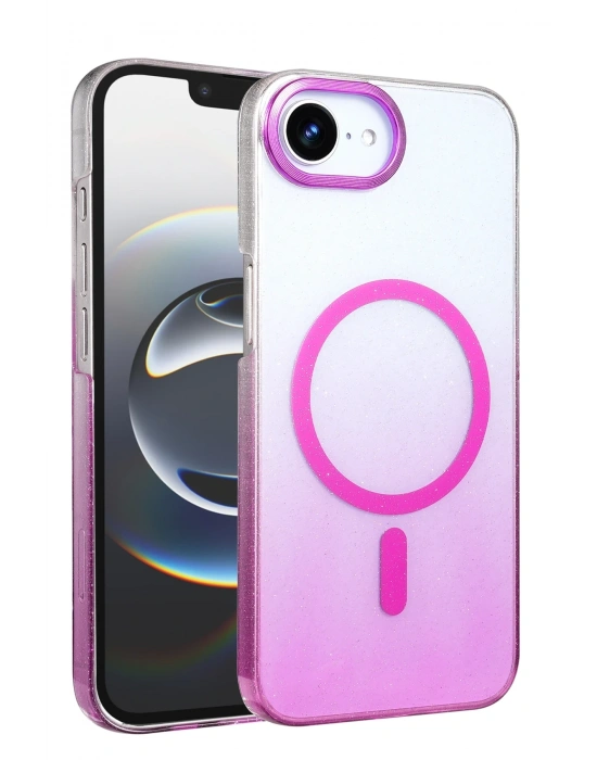 Newface Apple iPhone 16E Glossy Magsafe Kapak - Mor