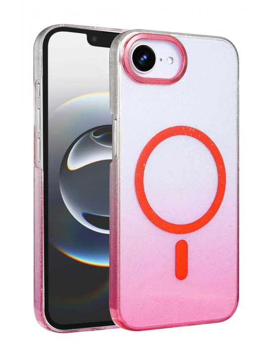 Newface Apple iPhone 16E Glossy Magsafe Kapak - Pembe