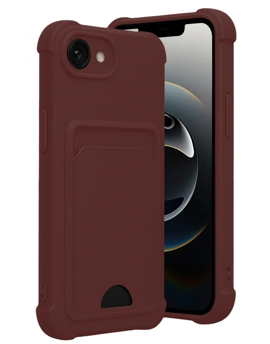 Newface Apple iPhone 16E Kelvin Kartvizitli Silikon - Bordo