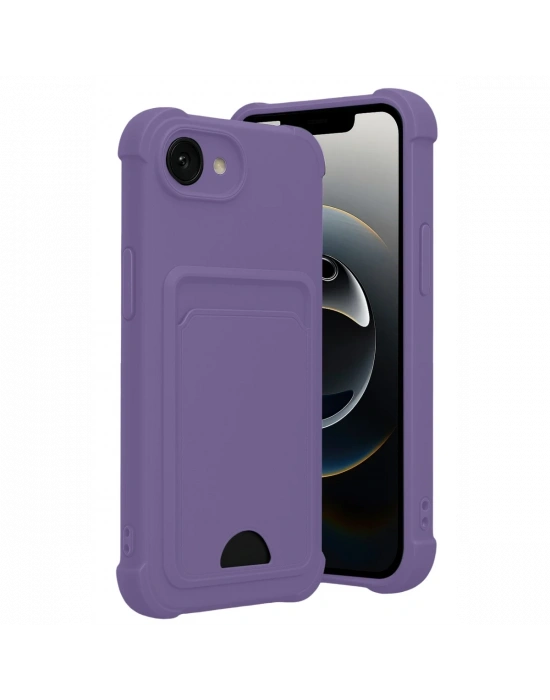 Newface Apple iPhone 16E Kelvin Kartvizitli Silikon - Lila