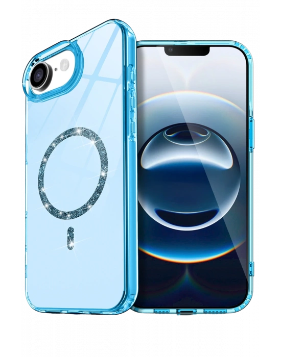 Newface Apple iPhone 16E Live Diamond Magsafe Kapak - Mavi