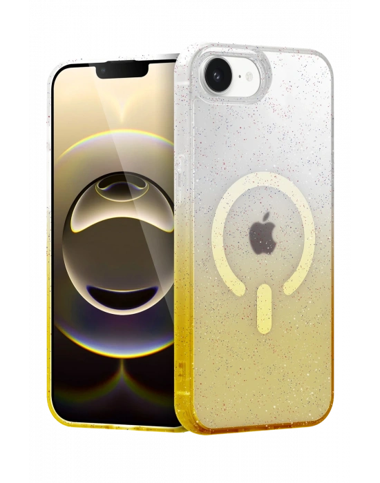 Newface Apple iPhone 16E Pummel Shiny Magsafe Kapak - Gold