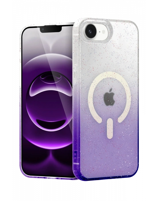 Newface Apple iPhone 16E Pummel Shiny Magsafe Kapak - Mor