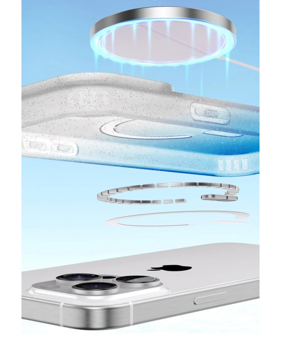 Newface Apple iPhone 16E Pummel Shiny Magsafe Kapak - Pembe