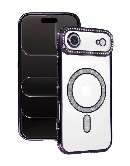 Newface Apple iPhone 17 Air Joke Simli Magneticsafe Kılıf - Derin Mor