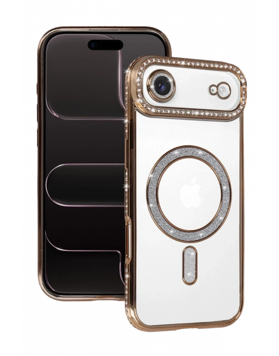 Newface Apple iPhone 17 Air Joke Simli Magneticsafe Kılıf - Gold