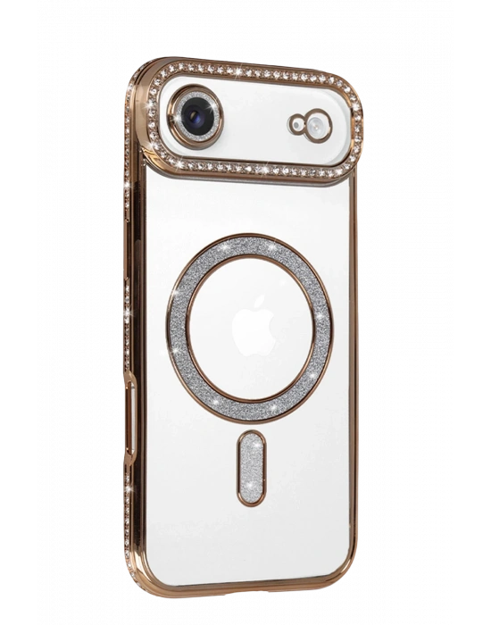 Newface Apple iPhone 17 Air Joke Simli Magneticsafe Kılıf - Gold