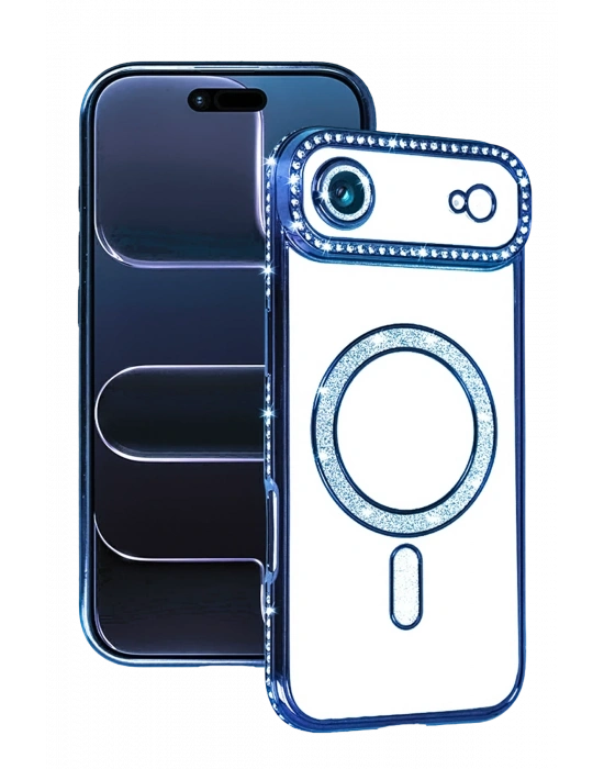 Newface Apple iPhone 17 Air Joke Simli Magneticsafe Kılıf - Mavi