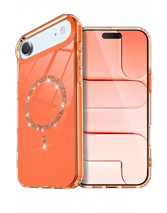 Newface Apple iPhone 17 Air Live Diamond Magsafe Kapak - Turuncu