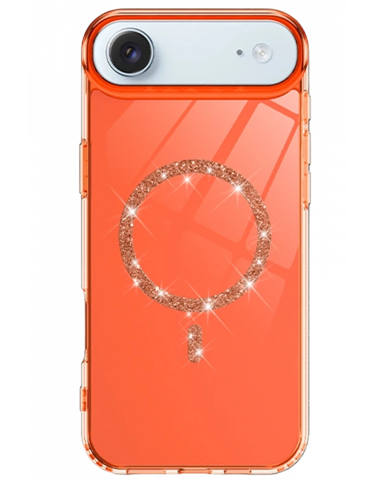 Newface Apple iPhone 17 Air Live Diamond Magsafe Kapak - Turuncu