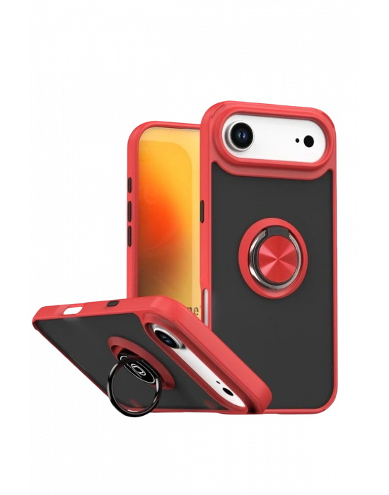 Newface Apple iPhone 17 Air Montreal Yüzüklü Silikon Kapak - Kırmızı