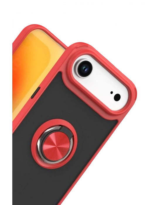 Newface Apple iPhone 17 Air Montreal Yüzüklü Silikon Kapak - Kırmızı