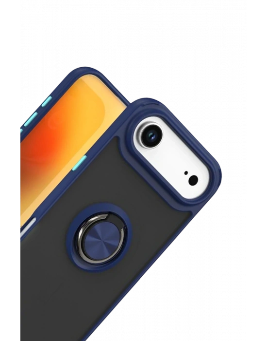 Newface Apple iPhone 17 Air Montreal Yüzüklü Silikon Kapak - Lacivert