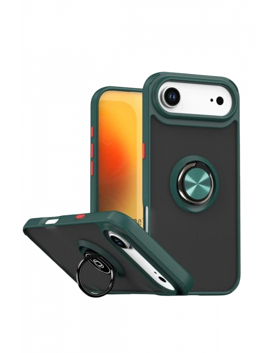 Newface Apple iPhone 17 Air Montreal Yüzüklü Silikon Kapak - Yeşil