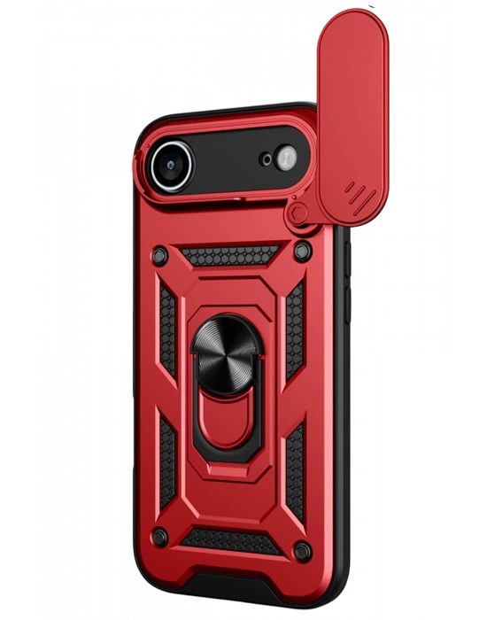 Newface Apple iPhone 17 Air Pars Lens Yüzüklü Silikon - Kırmızı