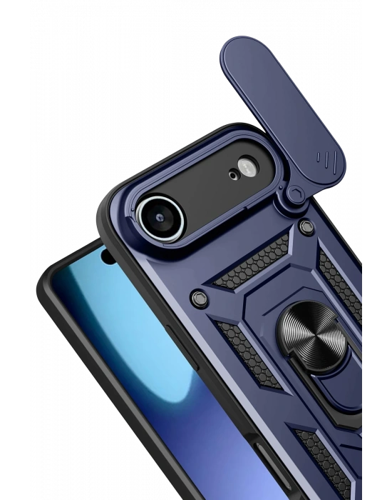 Newface Apple iPhone 17 Air Pars Lens Yüzüklü Silikon - Lacivert