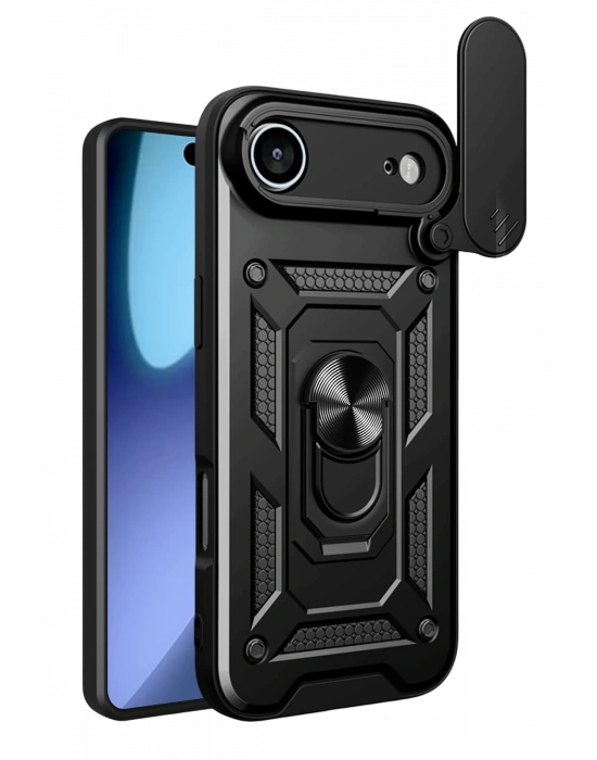 Newface Apple iPhone 17 Air Pars Lens Yüzüklü Silikon - Siyah