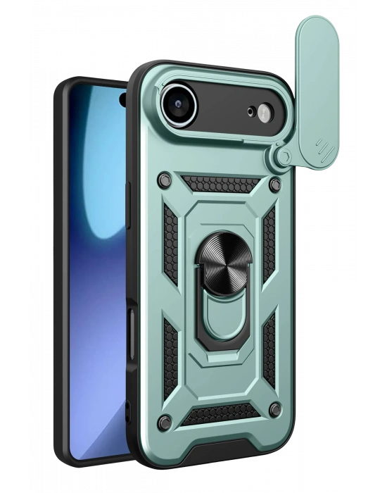 Newface Apple iPhone 17 Air Pars Lens Yüzüklü Silikon - Yeşil