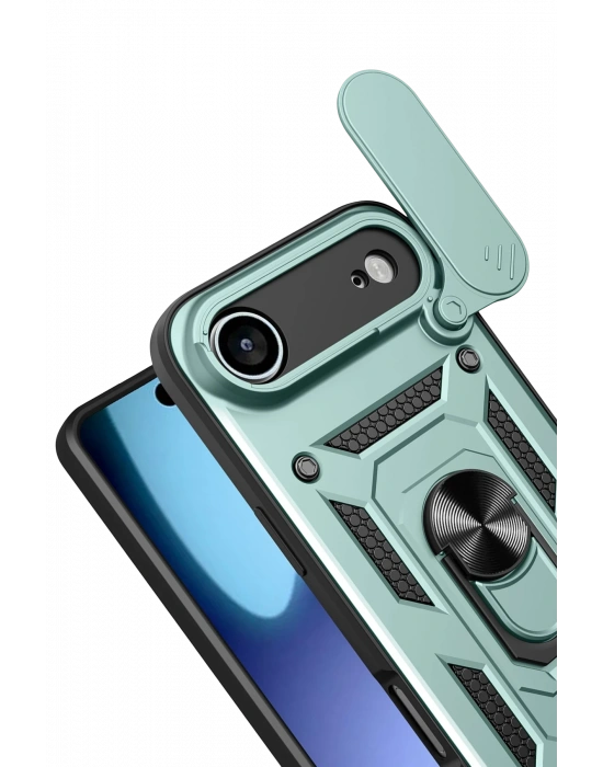 Newface Apple iPhone 17 Air Pars Lens Yüzüklü Silikon - Yeşil