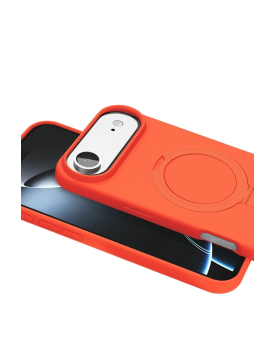 Newface Apple iPhone 17 Air Regal Magsafe Standlı Kapak - Turuncu