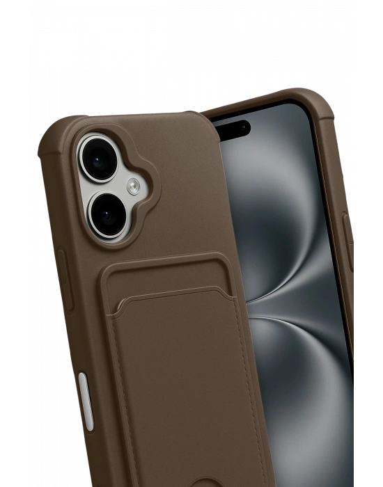 Newface Apple iPhone 17 Kelvin Kartvizitli Silikon - Kahverengi