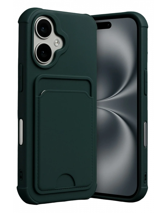 Newface Apple iPhone 17 Kelvin Kartvizitli Silikon - Koyu Yeşil