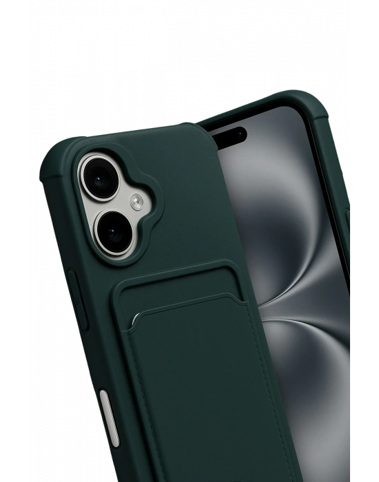 Newface Apple iPhone 17 Kelvin Kartvizitli Silikon - Koyu Yeşil