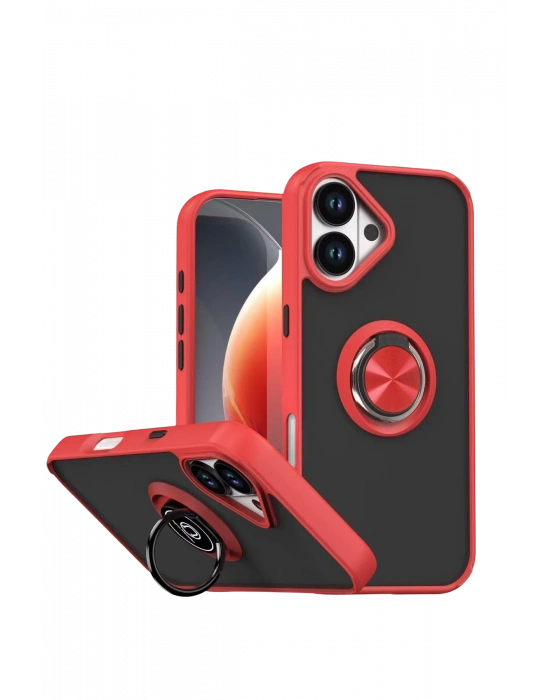 Newface Apple iPhone 17 Montreal Yüzüklü Silikon Kapak - Kırmızı