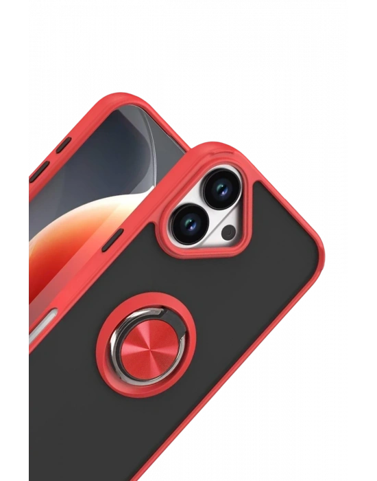 Newface Apple iPhone 17 Montreal Yüzüklü Silikon Kapak - Kırmızı