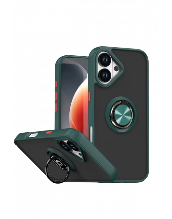 Newface Apple iPhone 17 Montreal Yüzüklü Silikon Kapak - Yeşil