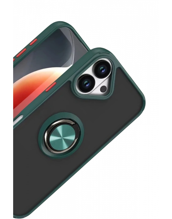 Newface Apple iPhone 17 Montreal Yüzüklü Silikon Kapak - Yeşil