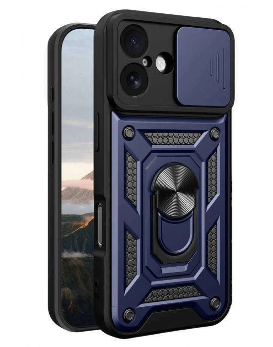 Newface Apple iPhone 17 Pars Lens Yüzüklü Silikon - Lacivert