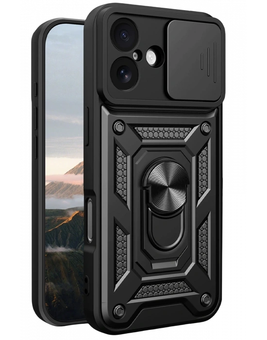 Newface Apple iPhone 17 Pars Lens Yüzüklü Silikon - Siyah