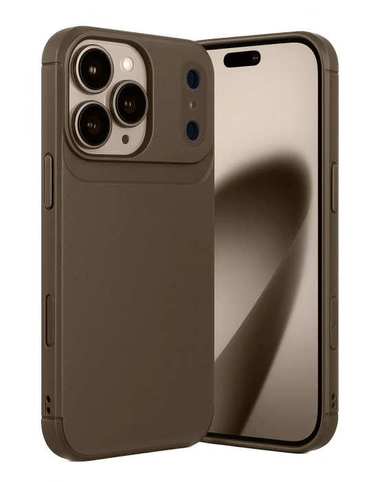 Newface Apple iPhone 17 Pro Auto Focus Karbon Kapak - Kahverengi