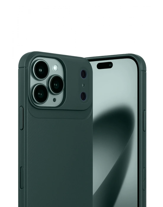 Newface Apple iPhone 17 Pro Auto Focus Karbon Kapak - Koyu Yeşil